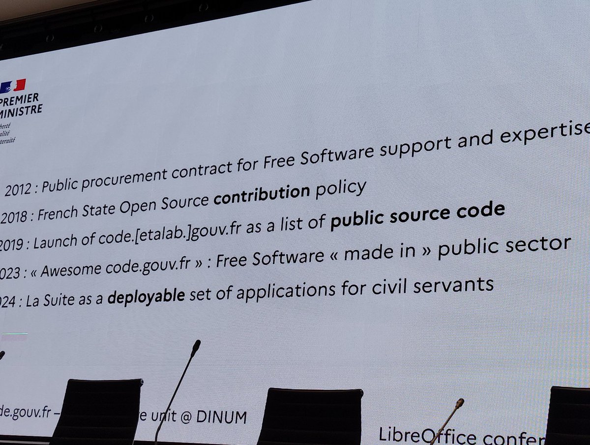 eno_eno's tweet image. フランスの政府でOpenOfficeorg時代から使っている歴史。オープンソースのポリシー。2021年にはOSPOができたり。公務員向けのワークプレイス“La Suite”も。From LibreOffice to « La Suite » - providing civil servants with Free Software sovereign tools  #libreoffice #LibOCon