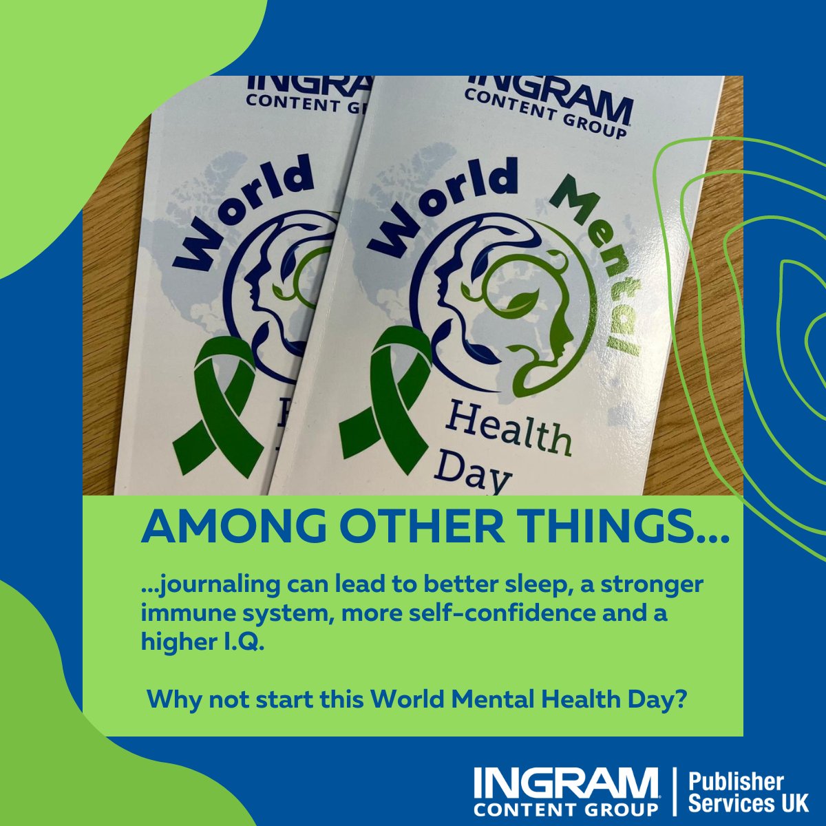 It's #WorldMentalHealthDay, and we're incredibly pleased to have received these journals from <a href="/IngramContent/">Ingram Content Group</a>'s [IN] Committee - such a simple thing can make a huge difference. If you're struggling, do reach out - it's worth it, even if it doesn't feel that way now #Wellbeing