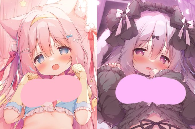 合同展『柚桃花月～ゆずももかげつ～』にて描き下ろさせていただいた、みおんちゃんとむすびちゃんです🐱🐰
グッズになります✨
修正少なめ&amp;全体図はPixivにてご覧ください🌟 