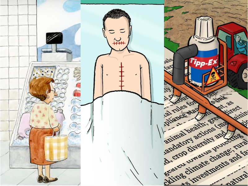 Voxeurop's tweet photo. ✏️ The sharpest eyes on Europe: @Royaards, @lectrr and @visoor are the 2024 European Cartoon Award finalists. The winner will be announced at the Hague on 17 October by @EmaDelRosso, after a series of talks moderated by @andre_cath &amp; @gpaccardo. #ECA2024
https://t.co/3FD0EWo5p1 https://t.co/8LSJG1BqzU