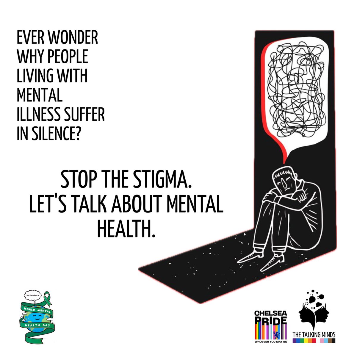 thetalkingmind_'s tweet photo. Ever wonder why people living with mental illness suffer in silence? It’s not their voices that are weak, it’s the stigma that keeps them quiet. Let’s break the silence. 💬 Stop the stigma. Start the conversation. 

#MentalHealthMatters | #EndTheStigma #WorldMentalHealthDay 💚 https://t.co/PRPm1ICfYk