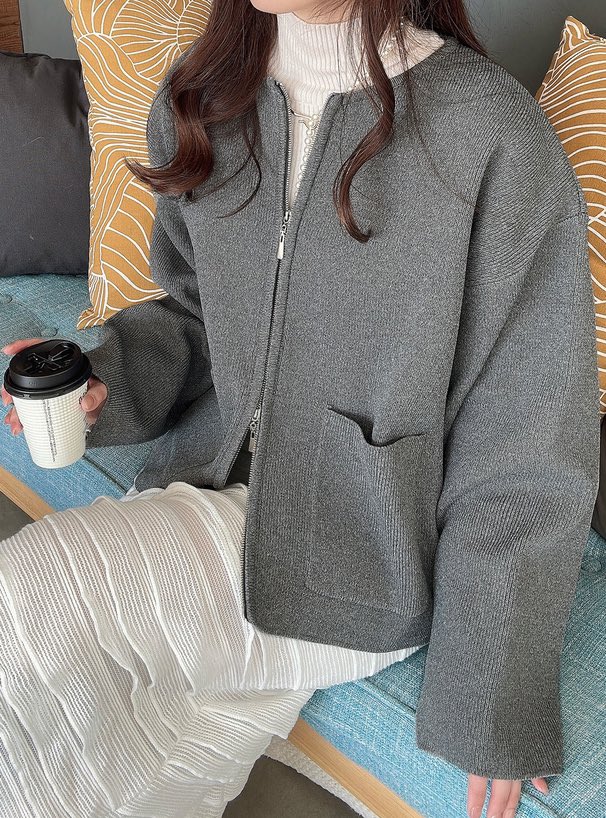 GRLのダブルジップポケットニットカーディガンがおすすめ