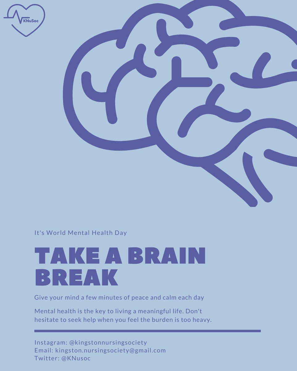 KNuSoc's tweet photo. Today is World Mental Health Day! 🌍🧠 The theme, "Mental Health is a Universal Human Right," highlights the need for accessible care. With 1 in 5 adults affected, let's prioritize self-care and support each other in breaking the stigma. 🩺💙 #WorldMentalHealthDay https://t.co/X2JQ00DDDg