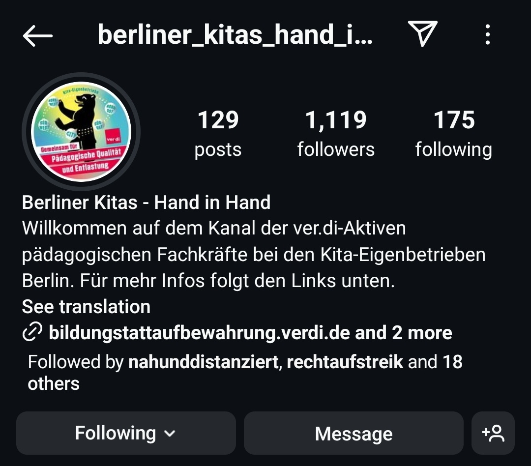🔴 Was macht die #KitaStreik-Orga in Berlin? Wie kämpft sie gegen die Repressionen der arbeiter:innenfeindlichen Politik?

🔴 Follow-Empfehlung auf Instagram: instagram.com/berliner_kitas…