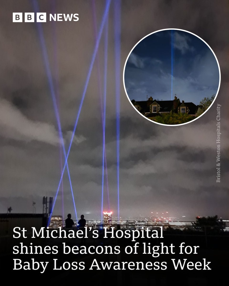 Did you spot them? 💡
Pink and blue lights have been shone into the sky above #Bristol to mark Baby Loss Awareness Week 🫶