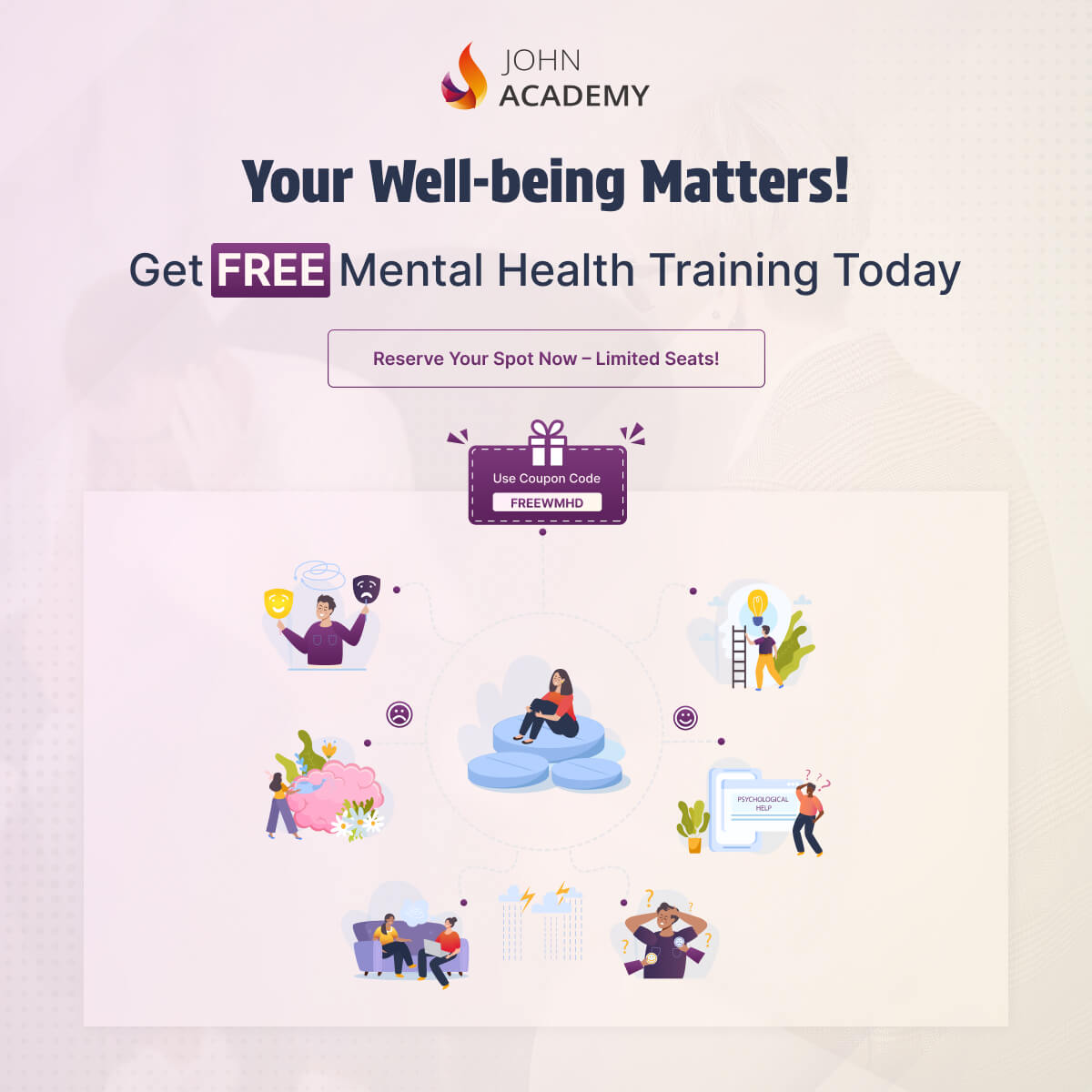 johnAcademyuk's tweet photo. Your Well-being Comes First! 🌱

Get FREE access to Mental Health Awareness Training today! 

How to claim it:

✨ Add this course to your cart: — https://t.co/uVCu36GHj3
✨Apply Code: FREEWMHD at checkout

#MentalHealthMatters #MentalHealthAwareness #Mindfulness #HealthyMind https://t.co/jhtA1gx6X9