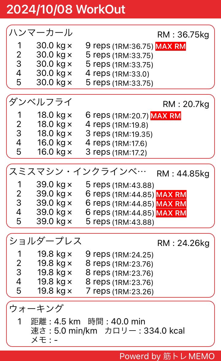 Uta64's tweet photo. 10月08日(火)
腕と胸と有酸素の日
10月10日(木)
背中と有酸素の日
＃筋トレ ＃トレーニング ＃年末までに ＃ある程度 ＃サボり期間分を ＃取り戻すぞ https://t.co/ZtK709UCip