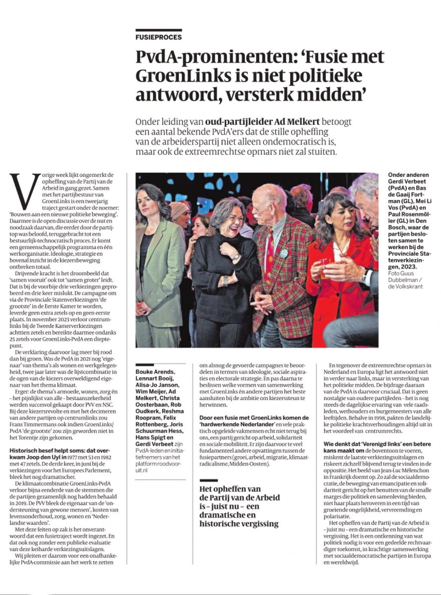 Komt de discussie over de koers van de PvdA dan toch op gang?
“Wie denkt dat 'Verenigd links' een betere kans maakt om de boventoon te voeren, miskent de laatste verkiezingsuitslagen en riskeert zichzelf blijvend terug te vinden in de oppositie.”