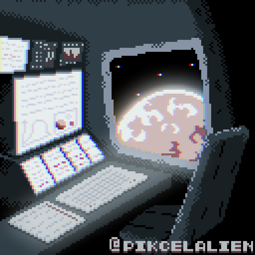 PikCelAlien's tweet photo. #MonitoringStation for today's #pixel_dailies @Pixel_Dailies 
with and without lcd filter

#pixelart #pixelartist #ArtistOnTwitter #gamedev https://t.co/h4sP6Ux77Y