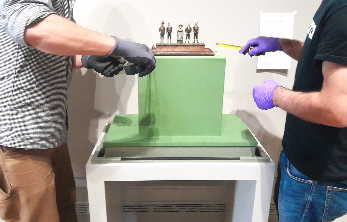 ConservationBob's tweet image. Ipswich Museum Conservation. Couriering, condition reporting and readying for display some of our Constables lent to the National Gallery for their new exhibition. The Mill Stream, Kitchen Garden, Flower Garden, Willy Lott's House, and a model of the East Bergholt singers 1800.