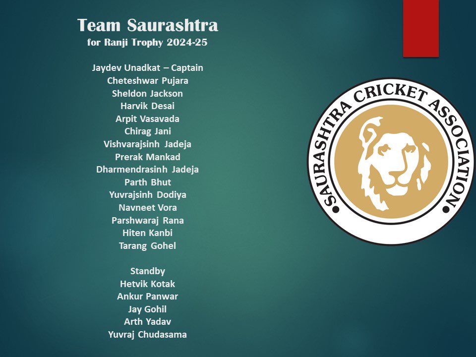 Saurashtra Cricket (@saucricket) on Twitter photo Exciting times ahead! Team Saurashtra all set to embark on journey for the Ranji Trophy 2024-25. First match to be played at Coimbatore against Tamil Nadu from tomorrow ie 11th October 2024. #ranjitrophy <a href="/BCCIdomestic/">BCCI Domestic</a> Exciting times ahead! Team Saurashtra all set to embark on journey for the Ranji Trophy 2024-25. First match to be played at Coimbatore against Tamil Nadu from tomorrow ie 11th October 2024. #ranjitrophy <a href="/BCCIdomestic/">BCCI Domestic</a>