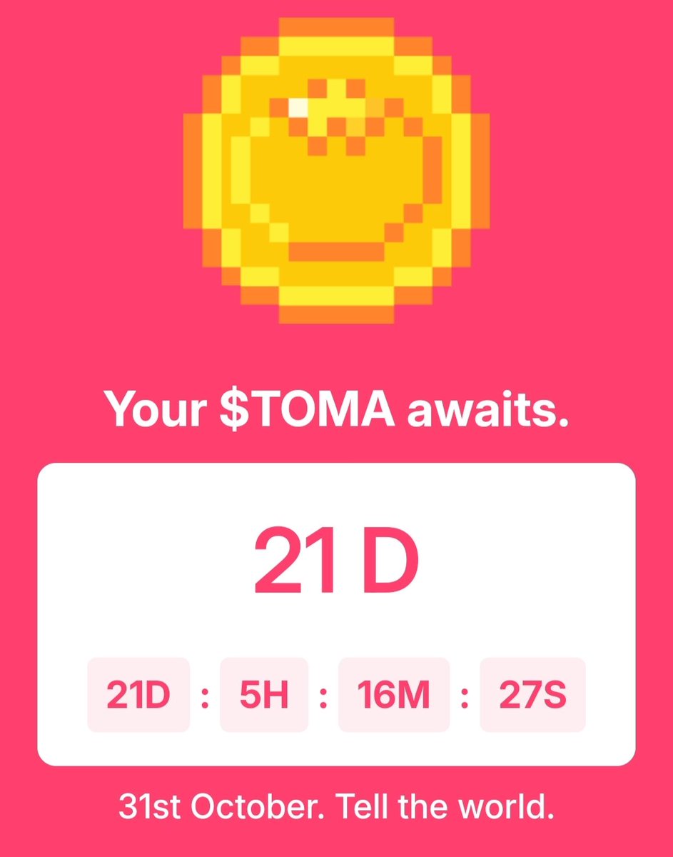RizoWeb3's tweet photo. 🚨 BREAKING NEWS 🚨

$TOMA #ToMarket Listing Confirmed on 31st October 2024 🔥

#ZAAR Alert 🚨 https://t.co/Qydc9oXkKm