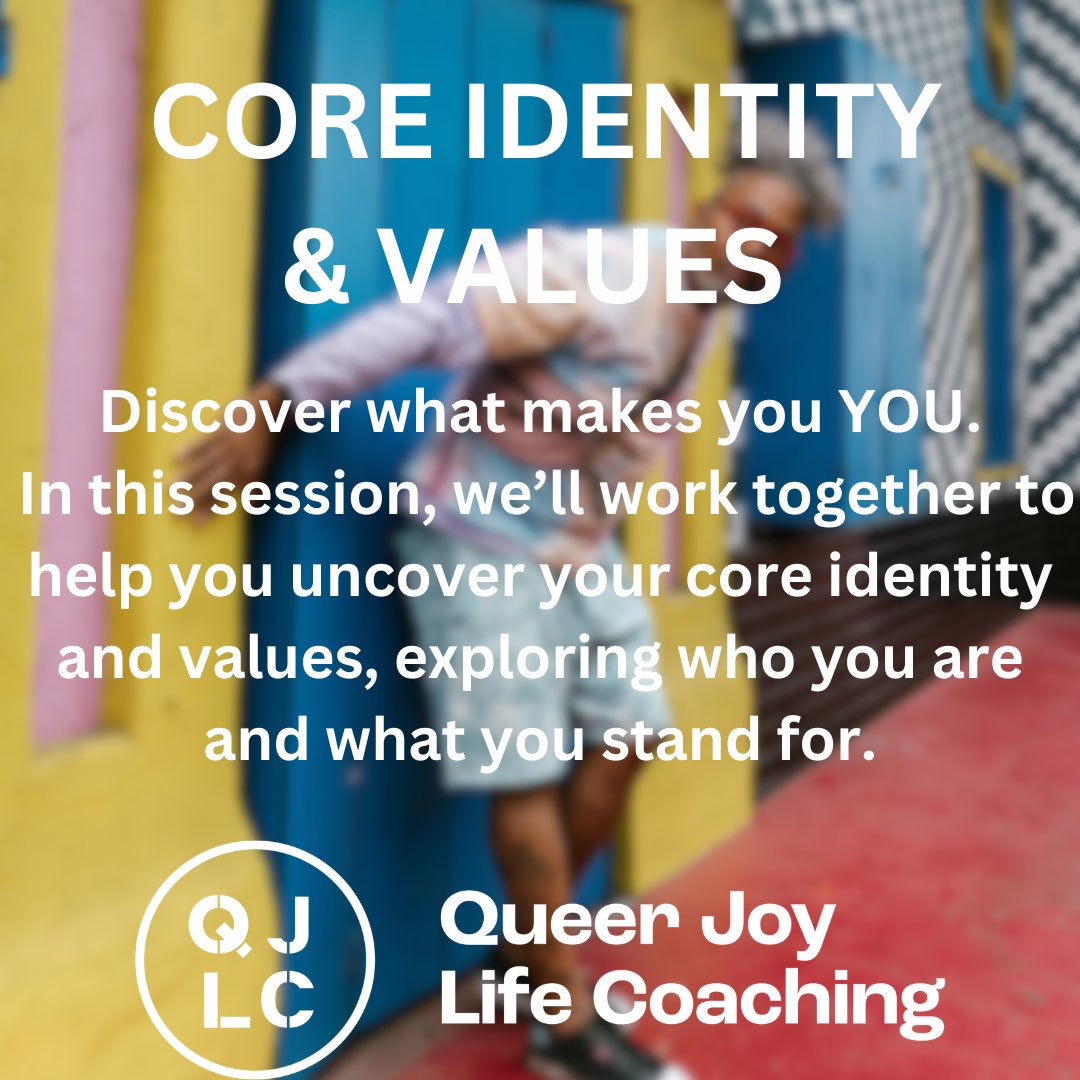 The first webinar in The Queer Joy Webinar Series will be Core Identity &amp; Values. Join us for this live session by signing up now. 

Pay what you can, no judgment. queerjoylifecoaching.com/webinars #QueerJoy #PersonalGrowth #Webinar