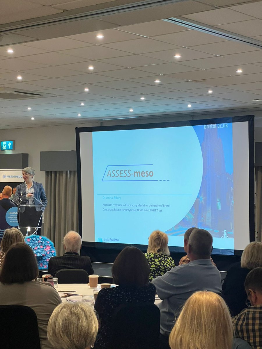 Anna Bibby, Chief Investigator for the multi-centre, longitudinal ASSESS-meso cohort study, giving an update on the study at today's Mesothelioma UK Patient &amp; Carer Day.

<a href="/BristolARU/">Bristol Academic Respiratory Unit</a> @Brms_Research <a href="/BristolUni/">University of Bristol</a>