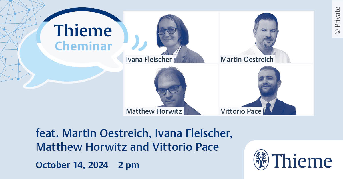 Vittorio Pace (<a href="/LabPace/">PaceLab</a>) gives exclusive insights into “Designing New #SyntheticConcepts for Imparting Molecular Complexity with C-1 Sources” in our #Cheminar on Oct 14 (2 PM, CEST). 
Register here 👉 brnw.ch/21wNDrn

(chaired by @Silicon_Martin) #metalchemistry <a href="/unito/">Università di Torino</a>