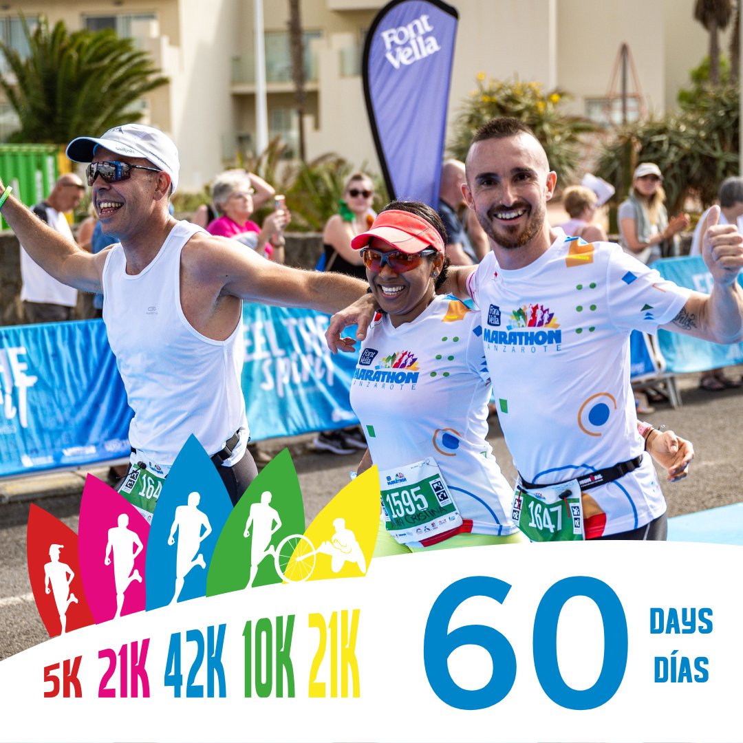 Can you believe it?  Race day is only 60 days away! ¿Te lo puedes creer?  Sólo faltan 60 días para el día de la carrera.