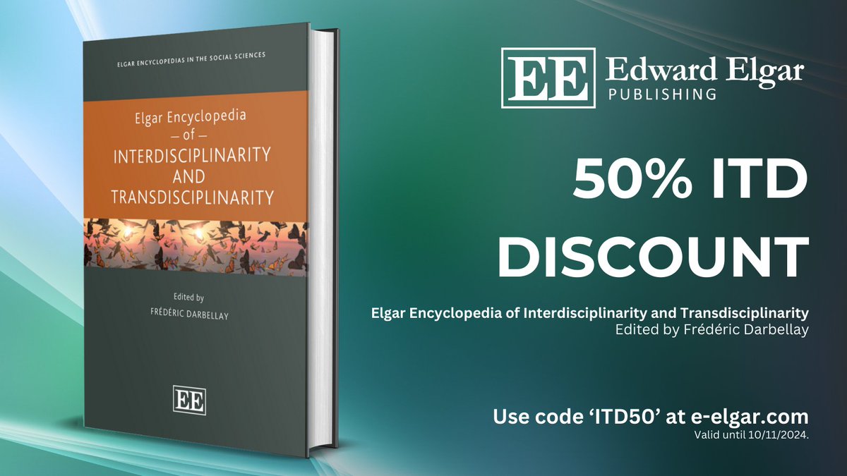 📣As part of our #ITD24 deal, we are offering 50% off the Elgar Encyclopedia of Interdisciplinarity and Transdisciplinarity by <a href="/FDarbellay/">Frédéric Darbellay</a> 

➡️Use code 'ITD50' at e-elgar.com/shop/isbn/9781… 

#Interdisciplinarity #Transdisciplinarity #Research #Discount
<a href="/itd_alliance/">ITD Alliance</a>
<a href="/tdnetCH/">td-net</a>
