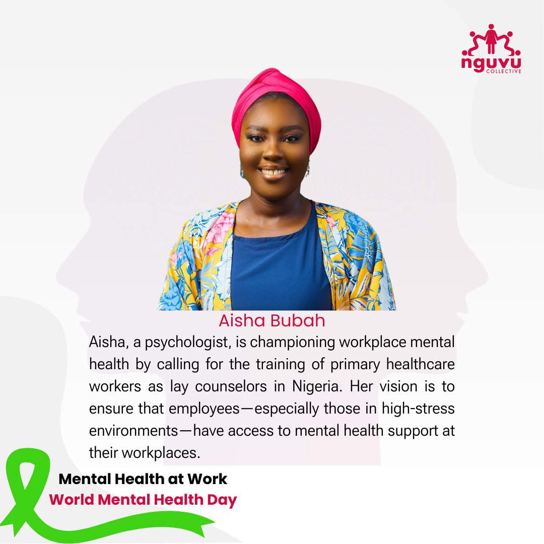 As we observe #WorldMentalHealthDay, we celebrate three incredible #NguvuChangeLeaders—Mical Imbukwa, Aisha Bubah, and Jecinta Egbim—who are at the forefront of advocating for mental health in the workplace, ensuring it becomes a priority for all 

#WorldMentalHealthDay
