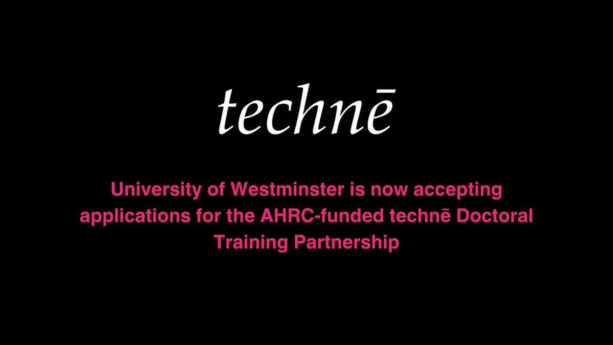 📢 <a href="/UniWestminster/">University of Westminster</a> is now accepting applications for <a href="/TECHNEDTP/">Techne</a> 

Techne supports outstanding students pursuing the ‘craft’ of research through innovative, interdisciplinary and creative approaches across the arts and humanities

Deadline: 5 December

jobs.ac.uk/job/DKA856/ahr…