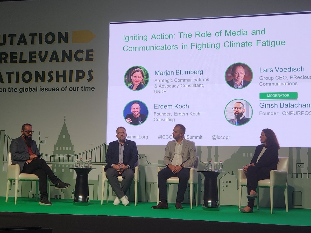 Stuart Bruce | The PR Futurist đź’ˇ (@stuartbruce) on Twitter photo Important panel on the role of the media and communicators in fighting climate fatigue. With <a href="/larsv/">Lars Voedisch</a> Girish Balachandran <a href="/erdem_koch/">Erdem Koch</a> <a href="/marjanblumberg/">Marjan Blumberg</a> #ICCOGlobalSummit Important panel on the role of the media and communicators in fighting climate fatigue. With <a href="/larsv/">Lars Voedisch</a> Girish Balachandran <a href="/erdem_koch/">Erdem Koch</a> <a href="/marjanblumberg/">Marjan Blumberg</a> #ICCOGlobalSummit