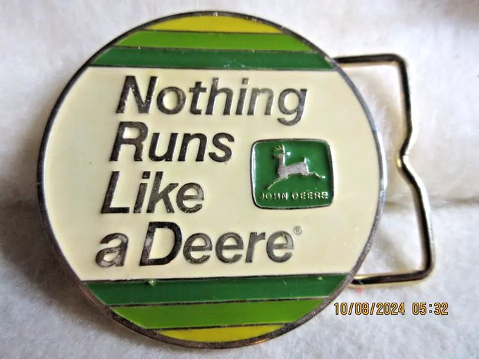 RusticTrove's tweet photo. John Deere Nothing Runs Like a Deere Brass Belt Buckle 1968 Logo Enamal 1980's https://t.co/CTkr2rTjYt #eBayvia
@eBay
#johndeere #farming #buckle #fashion #farm #gifts #collector #vintage #Brass #combine #JDtractors #80s #1960s #JD #agriculture #Agtwitter #AG #harvest #Tractor https://t.co/Y0xn7r0rIL