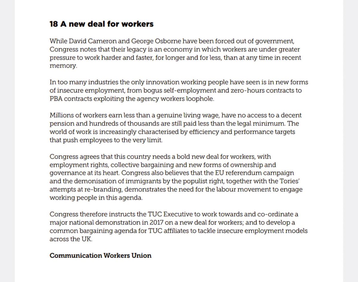 Here is the CWU New Deal for Workers motion to TUC Congress 2016. 

We lobbied, campaigned, marched and voted. We never gave up. 

Today the most expansive set of changes to workers rights in decades will be tabled in Parliament. 

CWU and Proud.