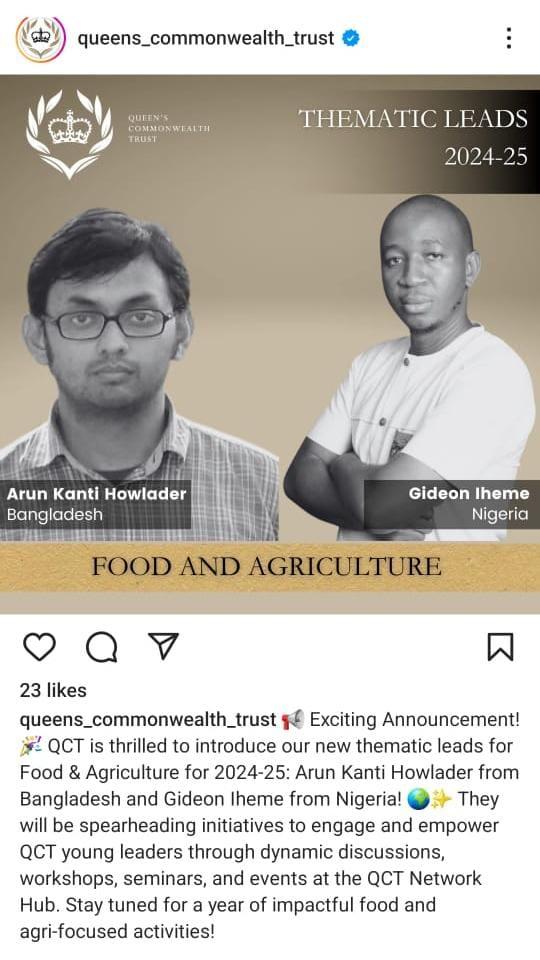IGidiblings's tweet photo. As the Food and Agric Thematic Lead @queenscomtrust, I was pivotal to the success of the impactful Int´l Youth Week co-created with other young leaders. 

Also, my team @NDDI_Africa shared their strategic efforts in scholarly advancement amongst African early career nutritionists https://t.co/UwHkkLab1Y