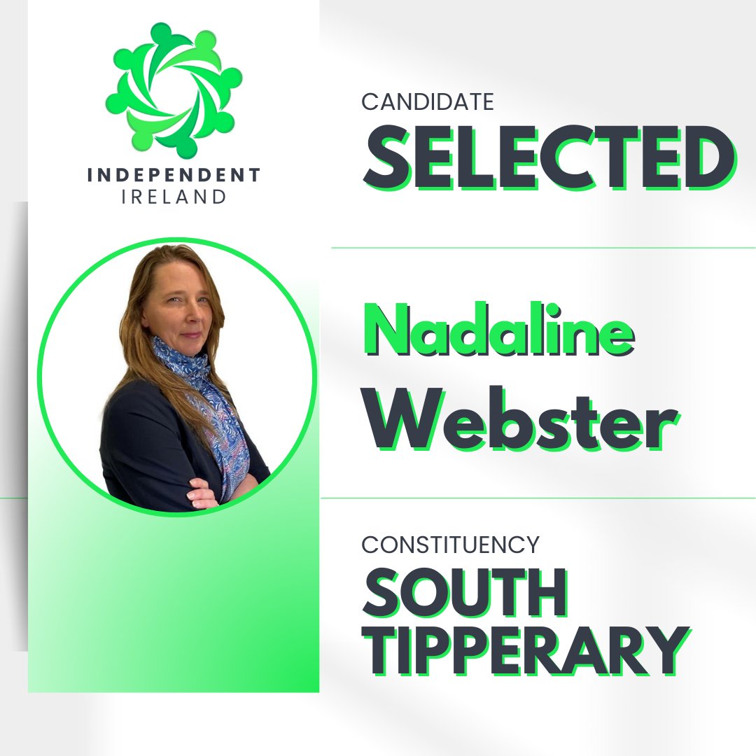 Independent Ireland is proud to announce the candidacy of Nadaline Webster for South Tipperary in the upcoming general election. 

Nadaline is a marketing and strategy consultant in the legal technology field with a focus on intellectual property law, brings a wealth of