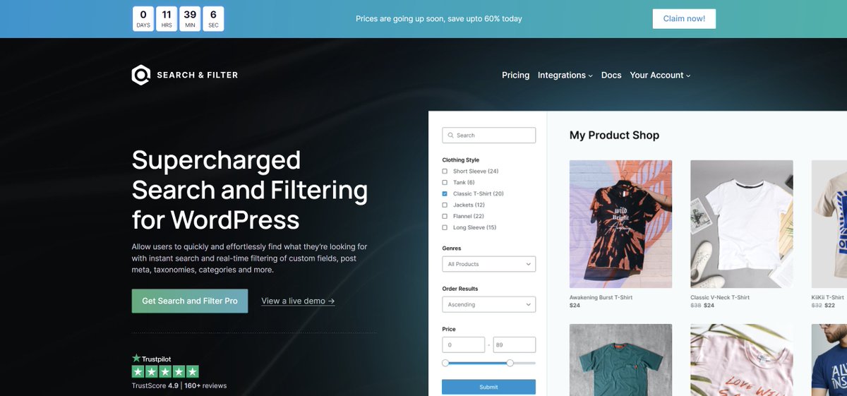 Time is running out! Only 12 hours left before prices go up.

This is our first major price increase in years, its going to be hard to get Search &amp; Filter at this price again.

searchandfilter.com