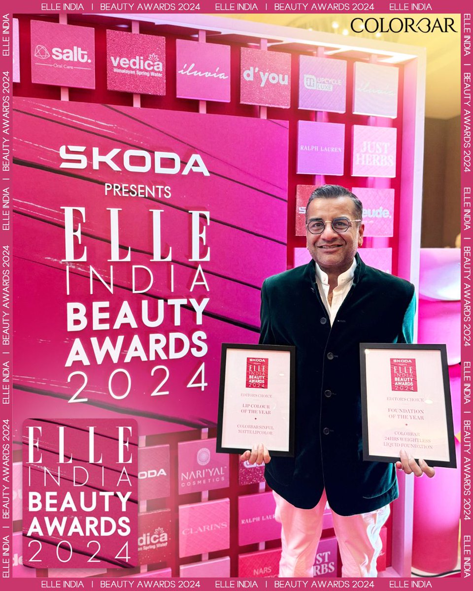 Lovecolorbar's tweet photo. Colorbar has proudly clinched two Editor's Choice Beauty Awards at the #ElleBeautyAwards2024! ✨ Congratulations to Mr. @samirmodi for his visionary leadership. A heartfelt thank you to @ELLEINDIA and our incredible customers for their ongoing support! 💫💖
#LoveColorbar https://t.co/uNLR17MaZM