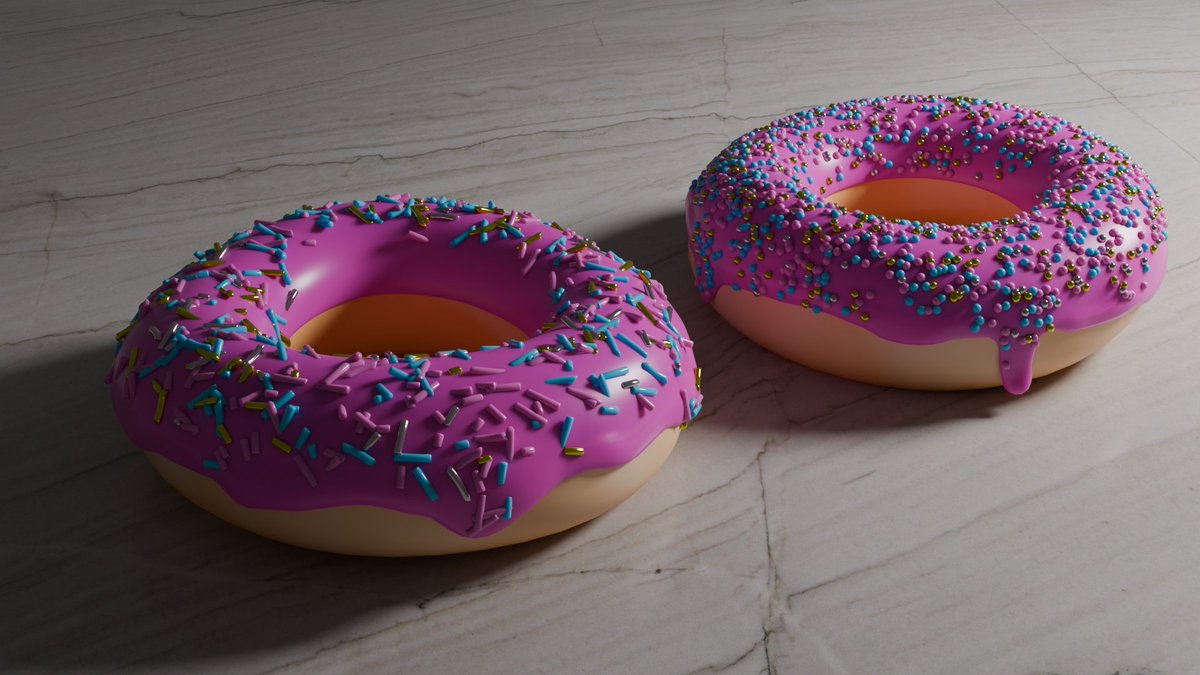 bueno ya he terminado la parte importante del tutorial del blender y he pasado del donut de la izquierda a la rosca de homero. a partir de ahora con lo que he aprendido me voy a dedicar exclusivamente a intentar hacer cosas sencillas para practicar asi que acepto sugerencias 👍🫰