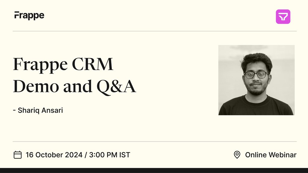 What if we told you that you could slash your CRM costs by 80% with an open-source solution that offers unlimited users for just $5/month? Well, Frappe CRM does exactly that! 😉
Join us for a webinar and see how it could transform your business: us02web.zoom.us/webinar/regist…