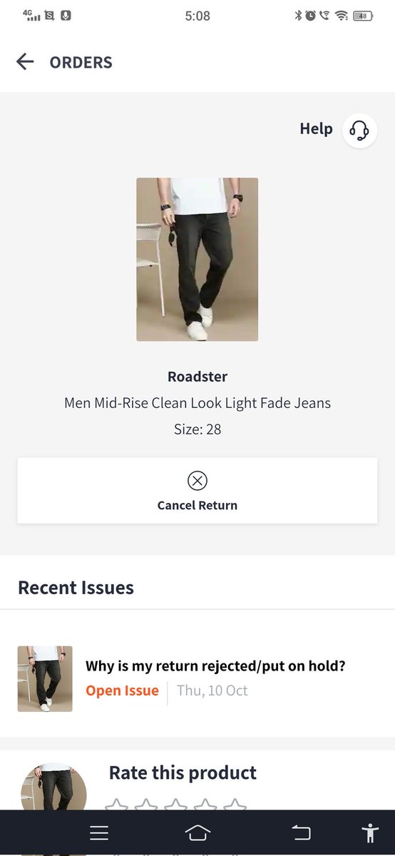 aarish9696's tweet photo. @myntra warehouse team gaanja phook ke saman bhej Rahi hai order Kiya kuch mila kuch ab return ke liye tum sab pareshan kar rahe ho, apni warehouse team ko bolo gaanja phook ke kaam na kare, order Kiya tha black jeans bheja hai blue, pagala gaye ho ya sukha naasha karte ho tumsab https://t.co/LhC5RkK0zn