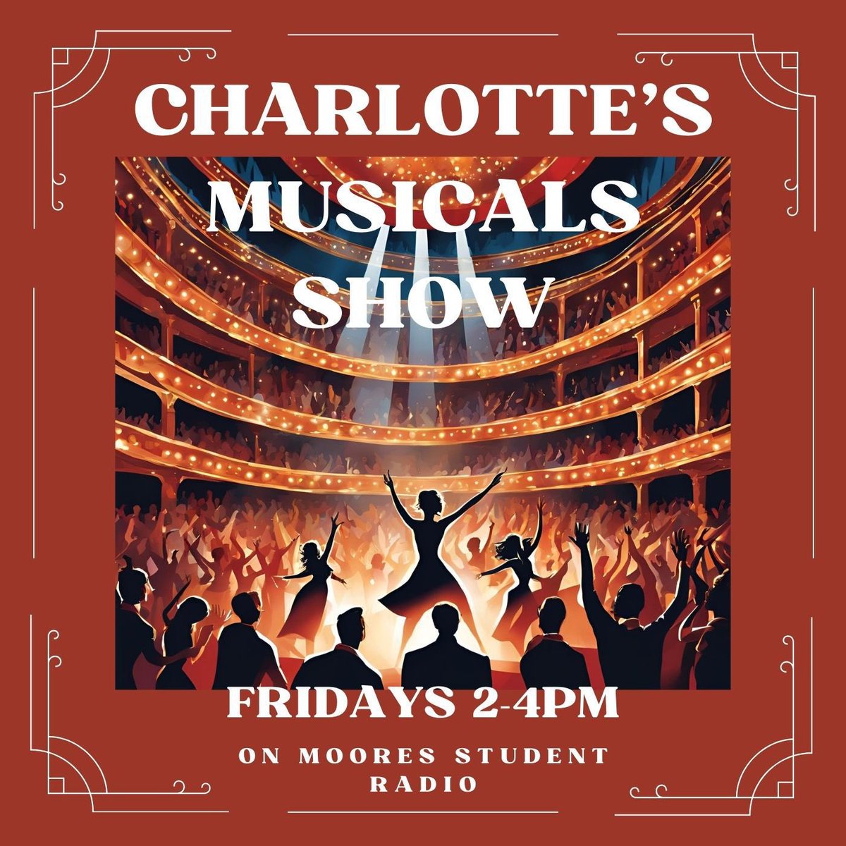 Please join me, Charlotte, for my new radio show all about musical theatre, on Fridays 2-4pm!!