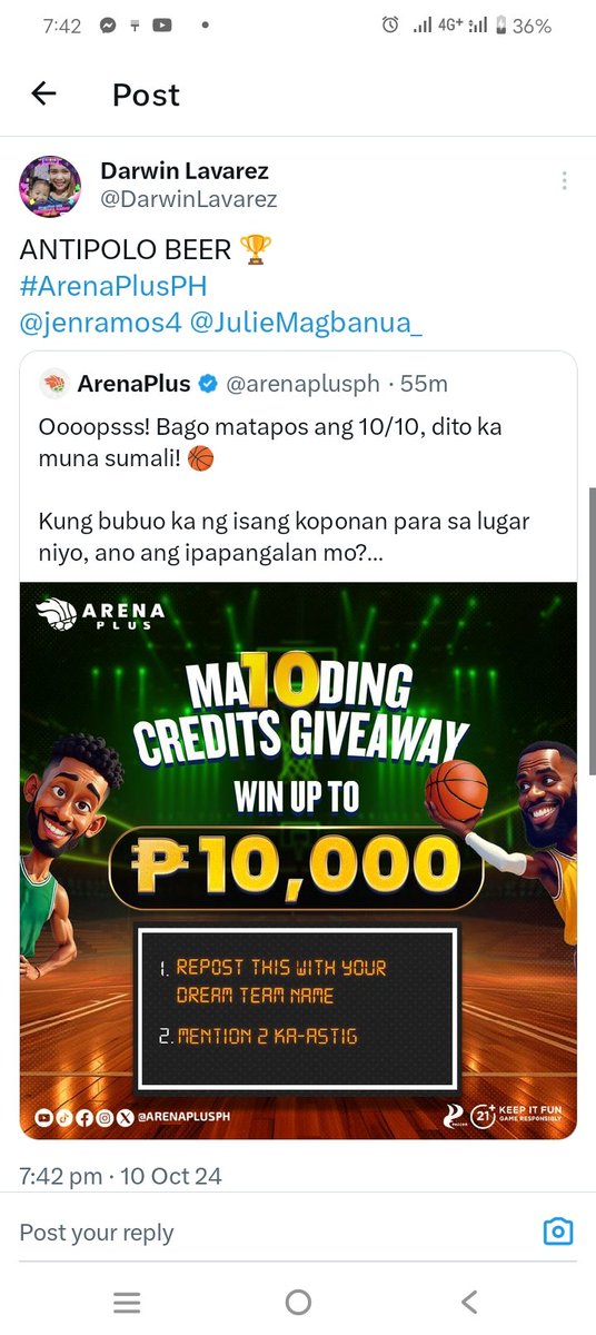 DarwinLavarez's tweet image. ANTIPOLO BEER 🏆
#ArenaPlusPH