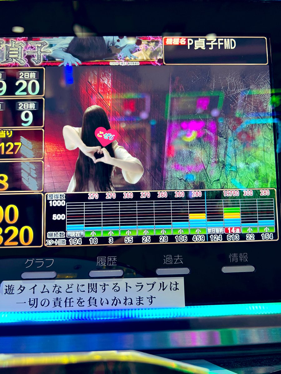 新台のルパンも波に乗りだしたらなかなかオモロいね！ 右の演出も好きだわ
ラッシュ抜け後1回転で戻したけど駆け抜け〜🥹
それと貞子！！！
お前、今日設定でも入ってんのか！？
一番ええやつか？