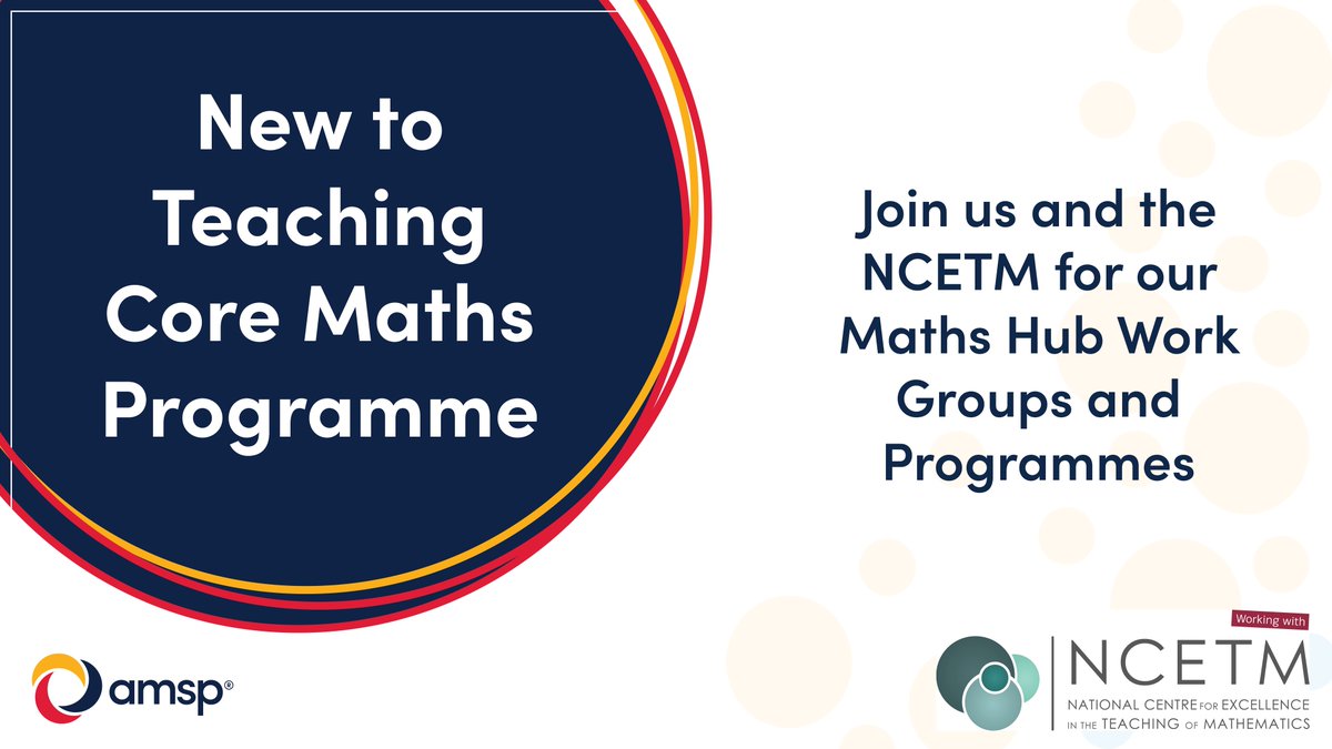 Are you in your first two years of teaching Core Maths?

Our New to Teaching Core Maths Programme will help you build specialist knowledge and gain confidence in your teaching of the course

Explore upcoming courses near you
👉 ow.ly/fLNr50Tw3pA 
#NCETM <a href="/MathsHubs/">MathsHubs</a> <a href="/NCETM/">NCETM</a>