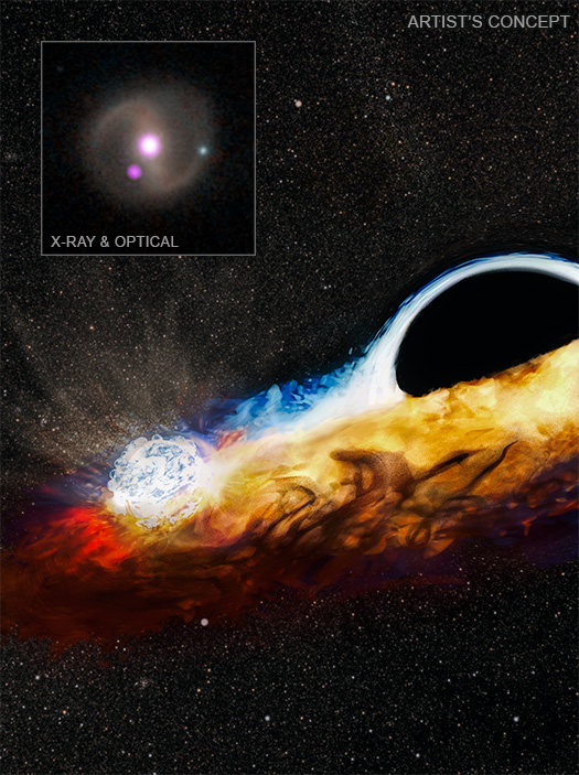 Chethan_Dash's tweet photo. A massive #blackhole has torn apart 1 star &amp; is using that wreckage to pummel another star or smaller black hole that used to be in the clear, @isro said today. Discovery made using Nasa’s space observatories &amp; Isro’s #AstroSat. 

Full study: https://t.co/Hijzzom4ss

Pic: isro https://t.co/HZTX6leJ2a