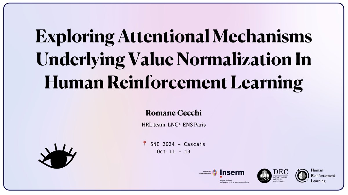 And the conference will be basically closed by the equally amazing <a href="/RomaneCecchi/">Romane Cecchi</a> "Exploring attentional mechanisms underlying value normalization in human reinforcement learning"
Sunday October 13 (10:45 AM - 12:15 PM)

(in between a lot of posters: seel below)