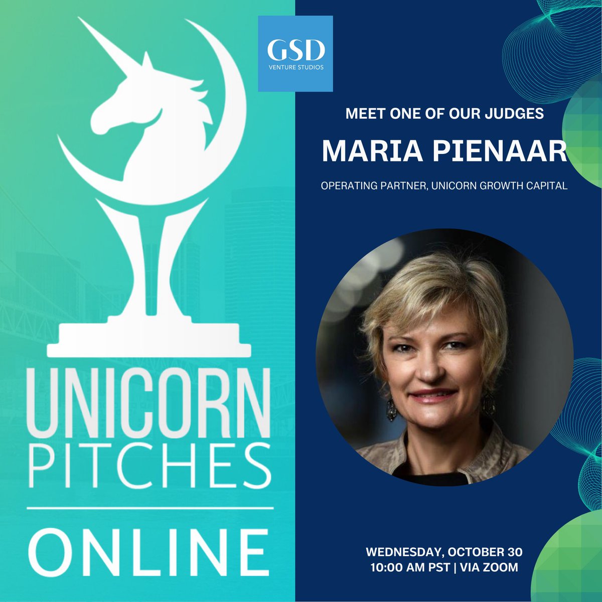 GaryFowlerGSD's tweet image. Meet Maria Pienaar, Operating Partner at Unicorn Growth Capital &amp;amp; #GSDDemoDay judge. 

Secure your spot by registering here: unicorn.events/46059021/

#GaryFowler #GSDSuperScaler #GSD #MariaPienaar #UnicornGrowthCapital