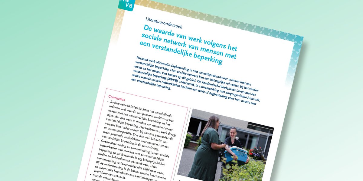 In de Week van de Toegankelijkheid delen we graag de meest recente resultaten van ons onderzoek naar (duurzame) arbeidsparticipatie van mensen met een verstandelijke beperking, vanuit het perspectief van hun sociale netwerk. Bekijk hier het factsheet: awvb.nl/product/de-waa…