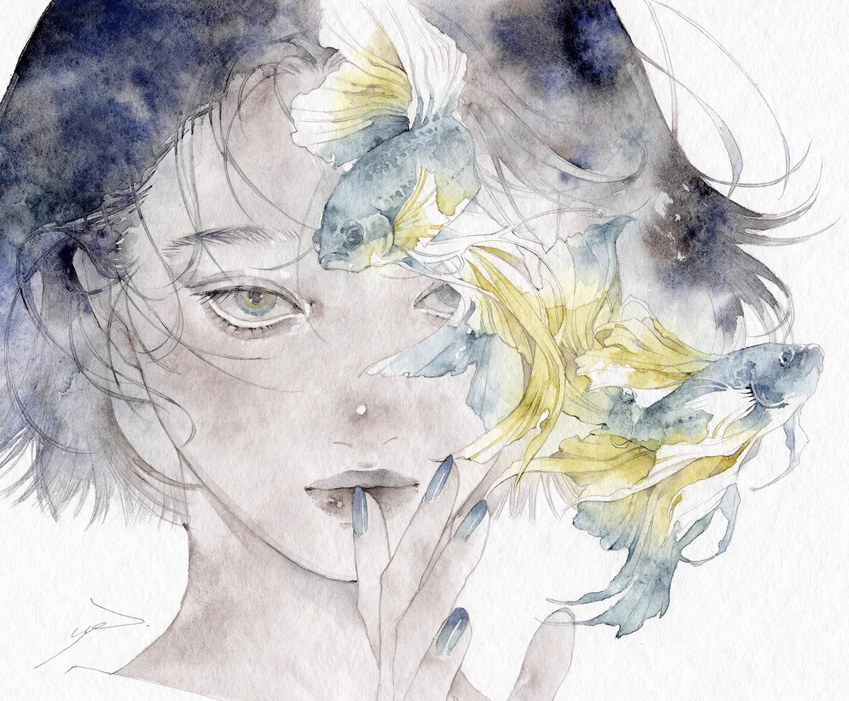 【一点物定価約¥70,000】 原画　イラスト　yue 水彩画　水墨画　Art GZhuavnbUAApMBm?format=webp&