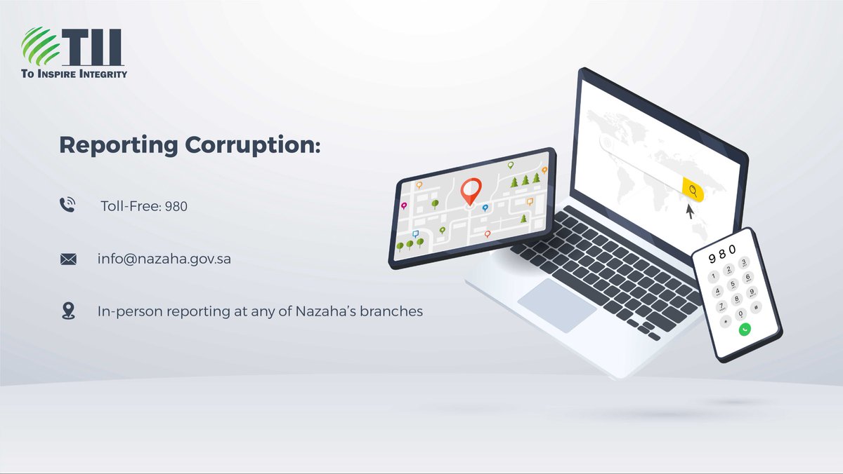 Want your voice to be heard? Safely report corruption in Saudi Arabia through any of the following channels