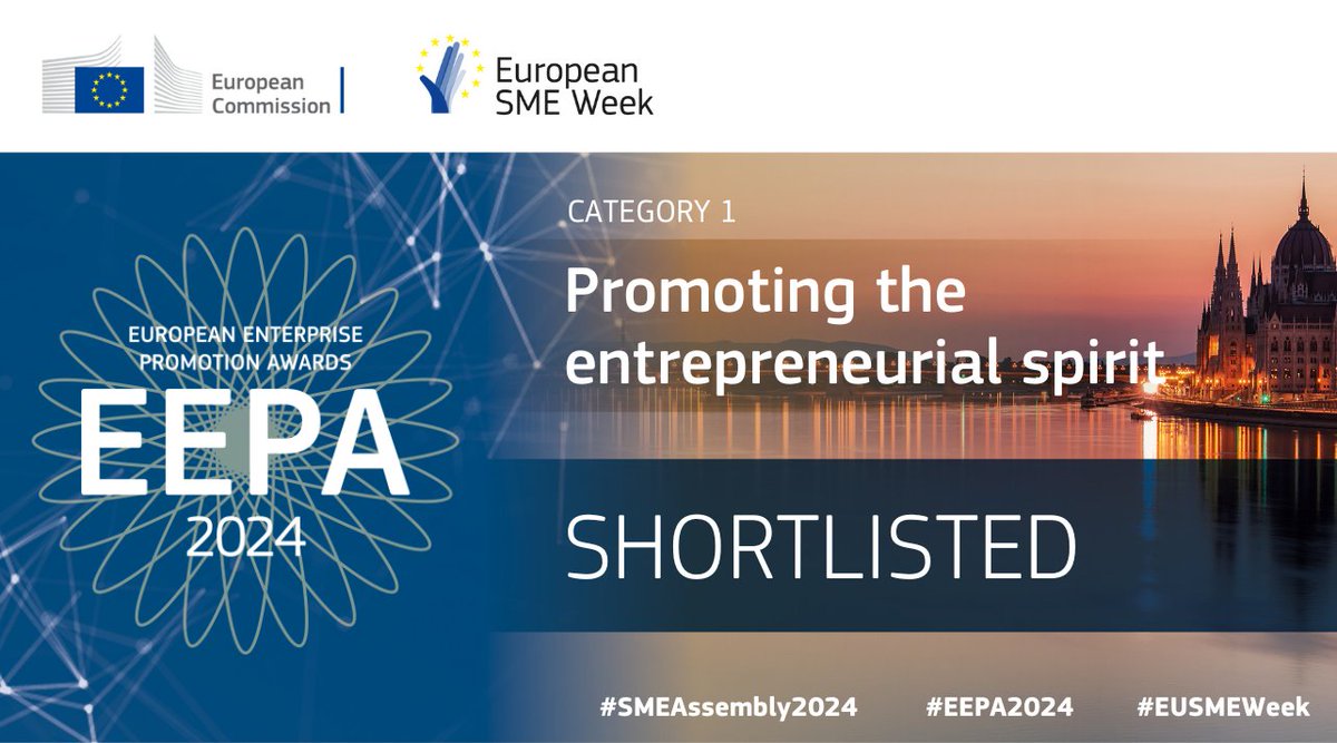 📣 Three entries have been shortlisted in the #EEPA2024 first category: Promoting the Entrepreneurial Spirit!

🏆Heading to the #SMEAssembly2024 in Budapest are:
🇫🇷 <a href="/PepiteFrance/">Pépite France</a>
🇩🇪 <a href="/SiliconVilstal/">Silicon Vilstal</a> 
🇮🇹 NIDI – Nuove Iniziative D’Impresa (<a href="/RegionePuglia/">RegionePuglia</a>)

🔗 futurium.ec.europa.eu/en/promoting-e…
