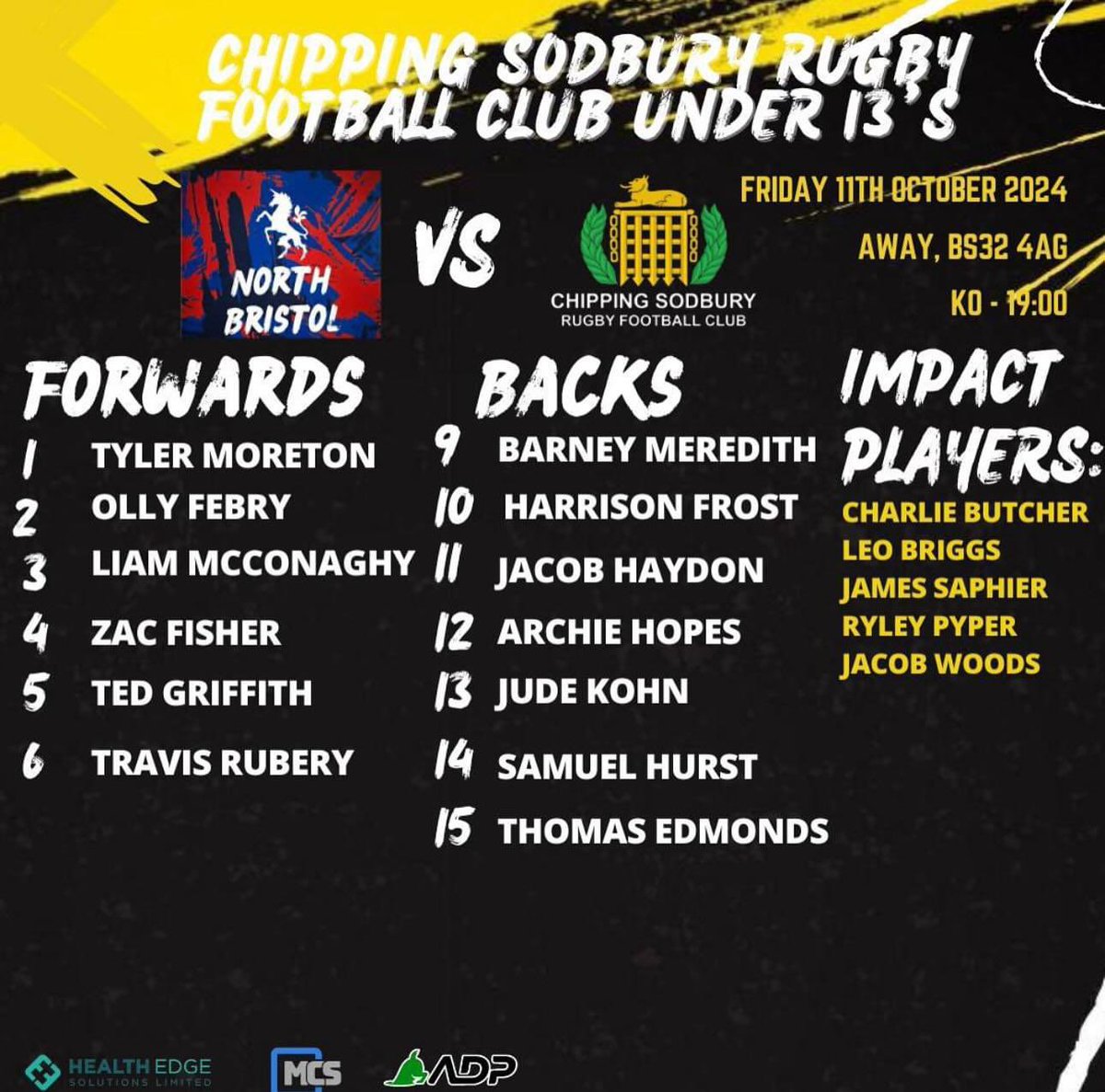 Chipping Sodbury RFC (@csrfctweets) on Twitter photo 💡FRIDAY NIGHT LIGHTS💡
Come along and join our U13’s boys team as they take on North Bristol at North, This Friday 11th KO <a href="/19/">One God</a>:00
<a href="/swsportsnews/">South West Sports News</a> <a href="/GRFUrugby/">#GRFU</a> <a href="/NBRFC/">North Bristol RFC</a> <a href="/YateAcademyPE/">Yate Academy PE</a> <a href="/KLBSport/">KLB Sport</a> @CSSSch <a href="/BSDistrictRugby/">Bristol & District Rugby Football Combination</a> <a href="/fyb_rugby/">Fill Your Boots 🏉</a> 💡FRIDAY NIGHT LIGHTS💡
Come along and join our U13’s boys team as they take on North Bristol at North, This Friday 11th KO <a href="/19/">One God</a>:00
<a href="/swsportsnews/">South West Sports News</a> <a href="/GRFUrugby/">#GRFU</a> <a href="/NBRFC/">North Bristol RFC</a> <a href="/YateAcademyPE/">Yate Academy PE</a> <a href="/KLBSport/">KLB Sport</a> @CSSSch <a href="/BSDistrictRugby/">Bristol & District Rugby Football Combination</a> <a href="/fyb_rugby/">Fill Your Boots 🏉</a>