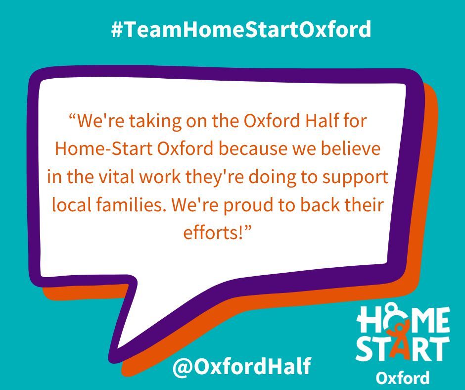 We've loved speaking to our #TeamHomeStartOxford about why they are running for Home-Start.  Here's a few quotes from what they've told us. Not long now until the big day! 🏃‍♀️ 🏃‍♂️ 

Support our team here: buff.ly/3BLQxrw 

#OxfordHalf #RunningForCharity #HereForFamilies
