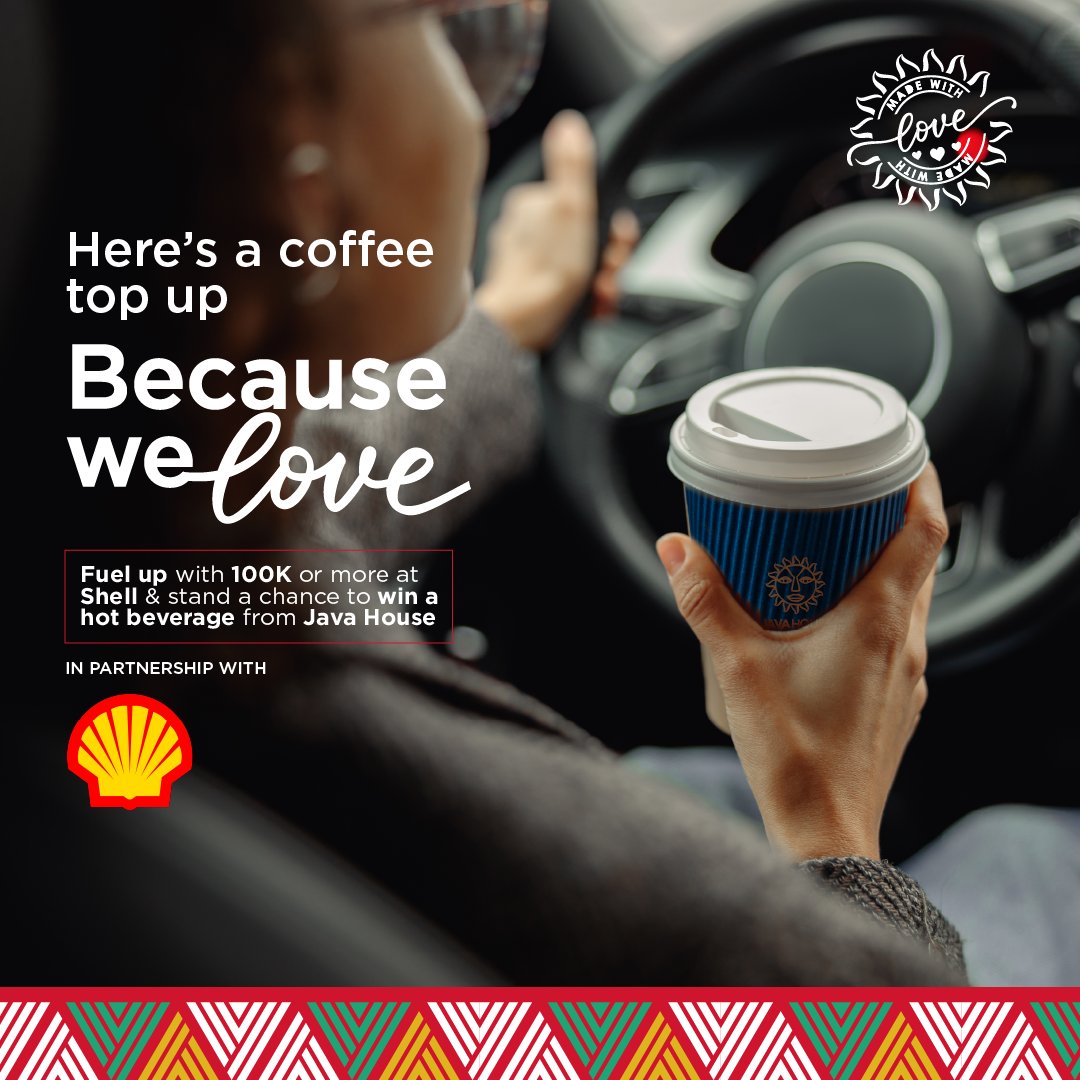 JavaHouseUG's tweet image. Boost your journey and your mood! 🌟
Fuel up with 100K at Shell and stand a chance to enjoy a hot coffee from Java House
#JAVAAt10 #BecauseWeLove