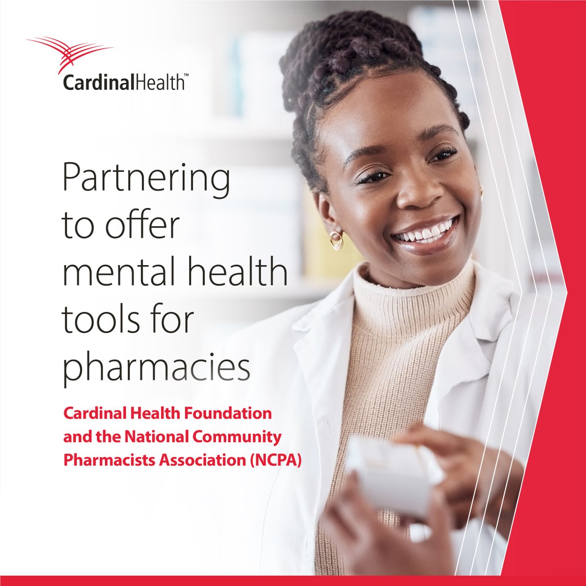 The Cardinal Health Foundation is partnering with <a href="/Commpharmacy/">NCPA</a> to expand mental health training opportunities for community pharmacists to meet the needs of the patients and communities they serve. 

Learn more: bit.ly/3U5nzJL 

#WorldMentalHealthDay