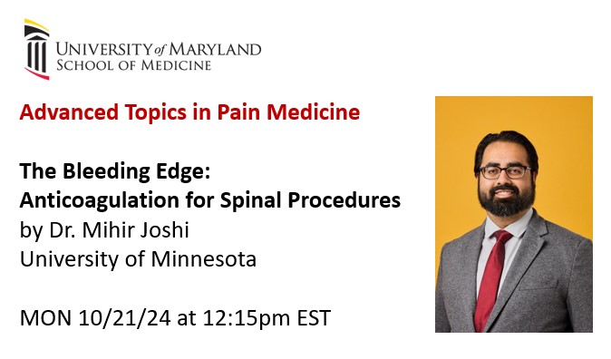 Excited to bridge the gap between current evidence and real-world practice! 

Join us for our 1st lecture in the "Advanced Topics in Pain Medicine" series, where we'll dive into relevant discussions. 

bit.ly/4eEC3IF