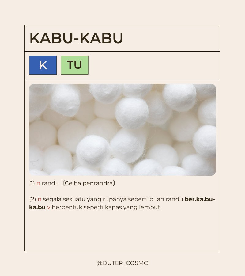 #PUSAKATA_OC - KABU-KABU

Keterangan
n nomina
v verba

-
Klik RT &amp; suka untuk apresiasi! 🫶✨️
